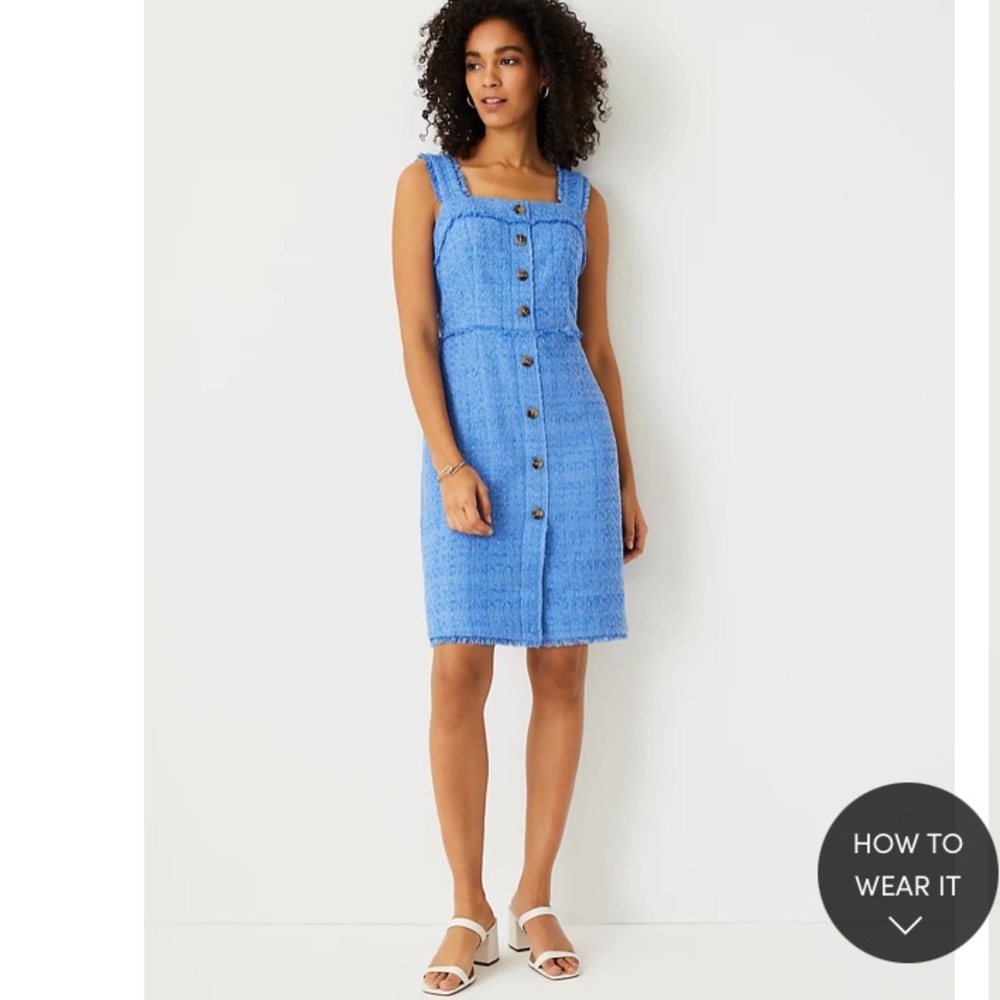 NWT Ann Taylor Tweed Button Front Shift Dress